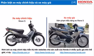 Xe máy Honda Wave S thật (trái) và giả (phải)
