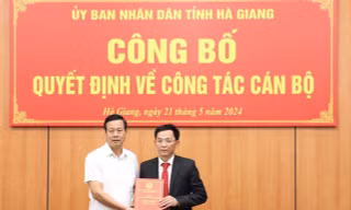 Chủ tịch UBND tỉnh Hà Giang Nguyễn Văn Sơn trao Quyết định cho ông Bùi Quang Trí. Ảnh: Hagiang.gov.vn