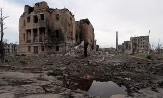 Quang cảnh ở khu vực nhà máy thép Azovstal thuộc thành phố cảng Mariupol ngày 22/5. (Ảnh: Reuters)