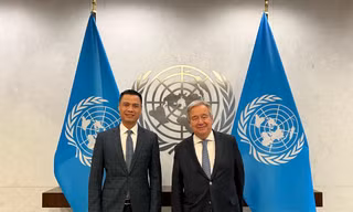 Tổng Thư ký Liên Hợp Quốc António Guterres tiếp Đại sứ Đặng Hoàng Giang. (Ảnh: Mofa)