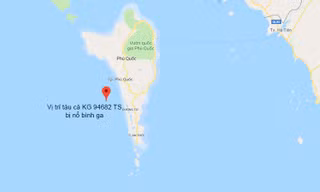 Vị trí tàu cá gặp nạn.