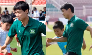 Công Phượng hào hứng “so tài” cùng hơn 50 cầu thủ nhí trên sân bóng
