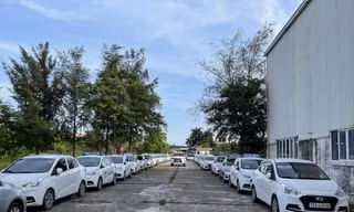 Xe nằm phơi sương, phơi nắng tại nhiều bãi ở Hải Phòngvì không có khách. Ảnh: Thanh Hải
