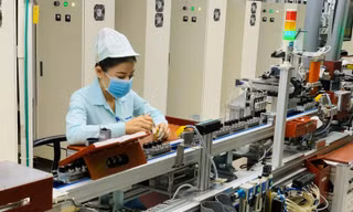 Sản xuất tại Cty TNHH Điện tử Foster - Bình Dương. Ảnh: Hương Chi