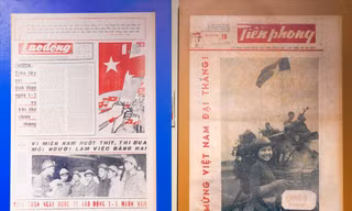 Những số báo đặc biệt ra đời trong tháng 5/1975. Ảnh: TRỌNG QUÂN