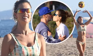 Cựu 'thiên thần nội y' Alessandra Ambrosio ôm hôn đắm đuối người tình ở biển