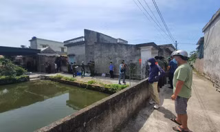 Ngôi nhà xảy ra vụ thảm sát 3 người ở xã Quỳnh Hoa, huyện Quỳnh Phụ, tỉnh Thái Bình - Ảnh: Hoàng Long