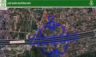 Sơ đồ chỉ giới đường đỏ nút giao giữa đường Vành đai 4 với Đại lộ Thăng Long