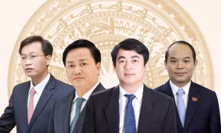Bà Trương Thị Mai chúc mừng ông Nghiêm Xuân Thành và Lê Tiến Châu. Ảnh Chinhphu.vn 