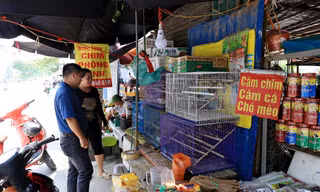 Phố bày bán chim phóng sinh ở Hà Nội nhộn nhịp 'tháng cô hồn'