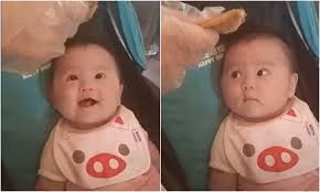 Em bé tiu nghỉu khi không được ăn đùi gà