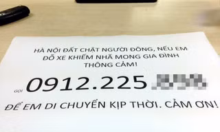 Bảng mong được thông cảm khi đỗ nhờ xe của anh M.