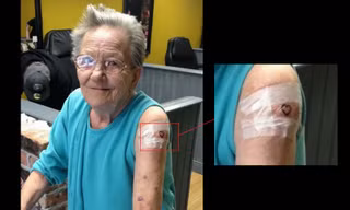 Cụ bà 79 tuổi trốn viện dưỡng lão… đi xăm