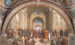 Bức Trường học Athens của Raffaello, một trong 4 kiệt tác của hội họa thời Phục hưng của Ý.