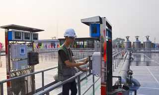 Nhà máy XLNT Cầu Ngà xử lý nước thải làng nghề trên địa bàn huyện Hoài Ðức