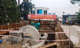 Siêu máy bơm chống ngập được đặt tại khu vực đường Nguyễn Hữu Cảnh, TPHCM Ảnh: Văn Dũng