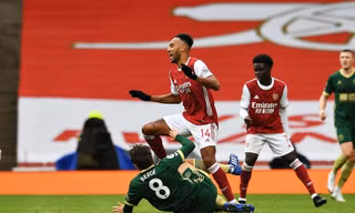 Aubameyang (số 14) gần như chắc chắn sẽ vắng mặt khi gặp Sheffield United