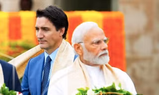 Thủ tướng Canada Justin Trudeau và Thủ tướng Ấn Độ Narendra Modi. (Ảnh: AP)