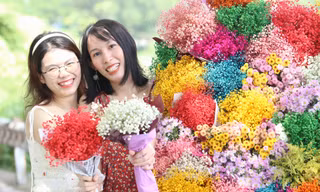 Bạn trẻ thích thú check-in xe hoa 'mùa thu Hà Nội' giữa làng đại học ở TPHCM