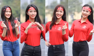 Dàn người đẹp HHVN mặc đồng phục đỏ rực, khuấy động ngày hội Chủ nhật Đỏ