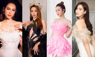 Đỗ Thị Hà, Đỗ Mỹ Linh và dàn hậu đẹp kiêu sa như 'nữ thần' khi cùng diện váy lông vũ