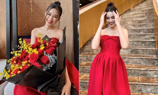 Hoa hậu Đỗ Thị Hà diện váy cúp ngực đỏ rực, khoe vai trần đẹp hút hồn 