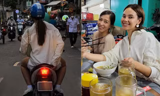 Trút bỏ xiêm y lộng lẫy, Hoa hậu Hoàn vũ Catriona Gray ngồi xe máy đi ăn vỉa hè ở TP. HCM