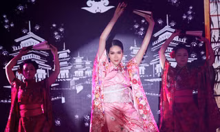 Á hậu Phương Anh khiến giám đốc truyền thông HH Quốc tế trầm trồ khi mặc kimono nhảy múa điêu luyện