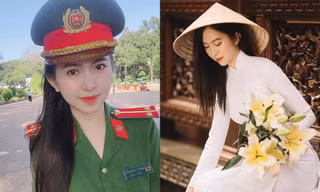 Nữ trung úy công an duyên dáng với áo dài