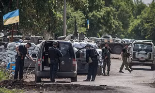 Một trạm kiểm soát của quân đội Ukraine gần Slavyansk
