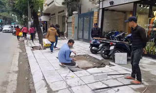 Vỉa hè lát đá tự nhiên tiền tỷ “uốn lượn mềm mại” 