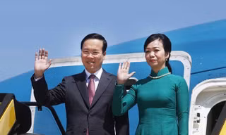 Logo của APEC 2023 tại Trung tâm Báo chí quốc tế ở San Francisco, California, Mỹ ngày 11/11Ảnh: VCG 