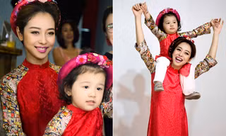Jennifer Phạm và con gái mặc áo dài đôi
