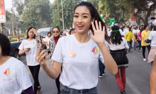 Hoa hậu Mỹ Linh rạng rỡ chạy bộ vì trẻ em