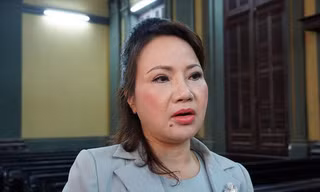 Bà Chu Thị Bình tại phiên xử cấp sơ thẩm. Ảnh: Tân Châu 