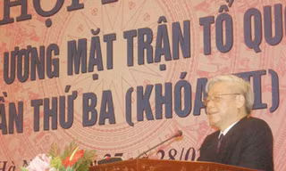 Tổng Bí thư, Chủ tịch Quốc hội Nguyễn Phú Trọng phát biểu tại Hội nghị Ảnh: N.T