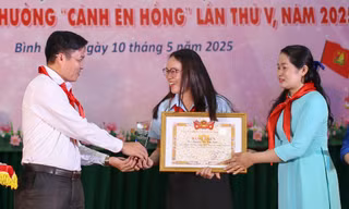 Bình Định trao giải thưởng 'Cánh én hồng' cho giáo viên Tổng phụ trách Đội tiêu biểu