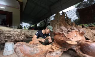 Chàng trai 'biến' rễ cây, thân gỗ tưởng chừng bỏ đi thành tượng điêu khắc nghệ thuật