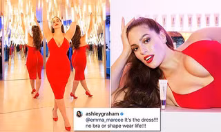 Nàng mẫu ngoại cỡ Ashley Graham quyến rũ 'rực lửa' với đầm đỏ