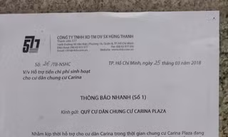 Chủ đầu tư chung cư Carina lần đầu tiên xuất hiện bằng… văn bản