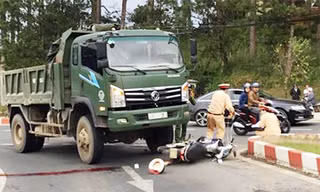 Hiện trường vụ tai nạn trước Bến xe liên tỉnh Lâm Đồng
