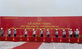 Các đại biểu thực hiện nghi thức khởi công dự án