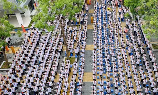 Học sinh Trường THCS Thạch Bàn, phường Thạch Bàn, quận Long Biên, Hà Nội