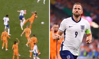 Harry Kane và tình huống gây tranh cãi trong trận đấu với Hà Lan.