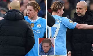 De Bruyne không hài lòng khi bị thay ra sớm.