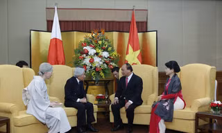 Thủ tướng Nguyễn Xuân Phúc và phu nhân hội kiến Nhà vua và Hoàng Hậu Nhật Bản. Ảnh: Như Ý