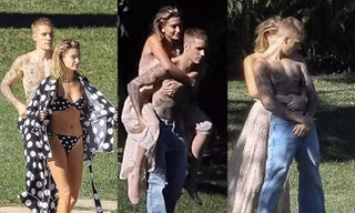 Vợ chồng Justin Bieber mặc chung đồ, không ngừng tình tứ khi chụp hình