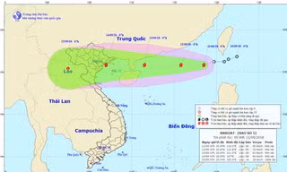 Đường đi của bão số 5. Ảnh: Trung tâm Dự báo Khí tượng Thuỷ văn Quốc gia