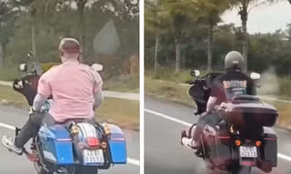 Hai 'quái xế' buông hai tay khi lái mô tô phân khối lớn là người quốc tịch Hàn Quốc 