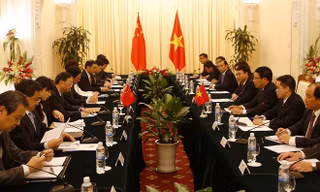Tại cuộc họp sáng 18/6, ngoài chủ đề hợp tác song phương, đại diện hai nước còn thảo luận về chủ đề Biển Đông. Ảnh: Như Ý.